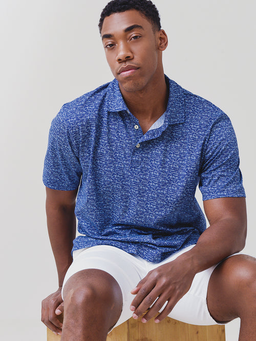 Peter Millar Seaside Men's Stingrays Aqua Cotton Polo