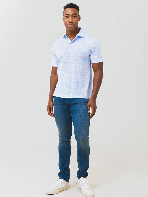 Peter Millar Seaside Men's Seeing Stars Aqua Cotton Polo