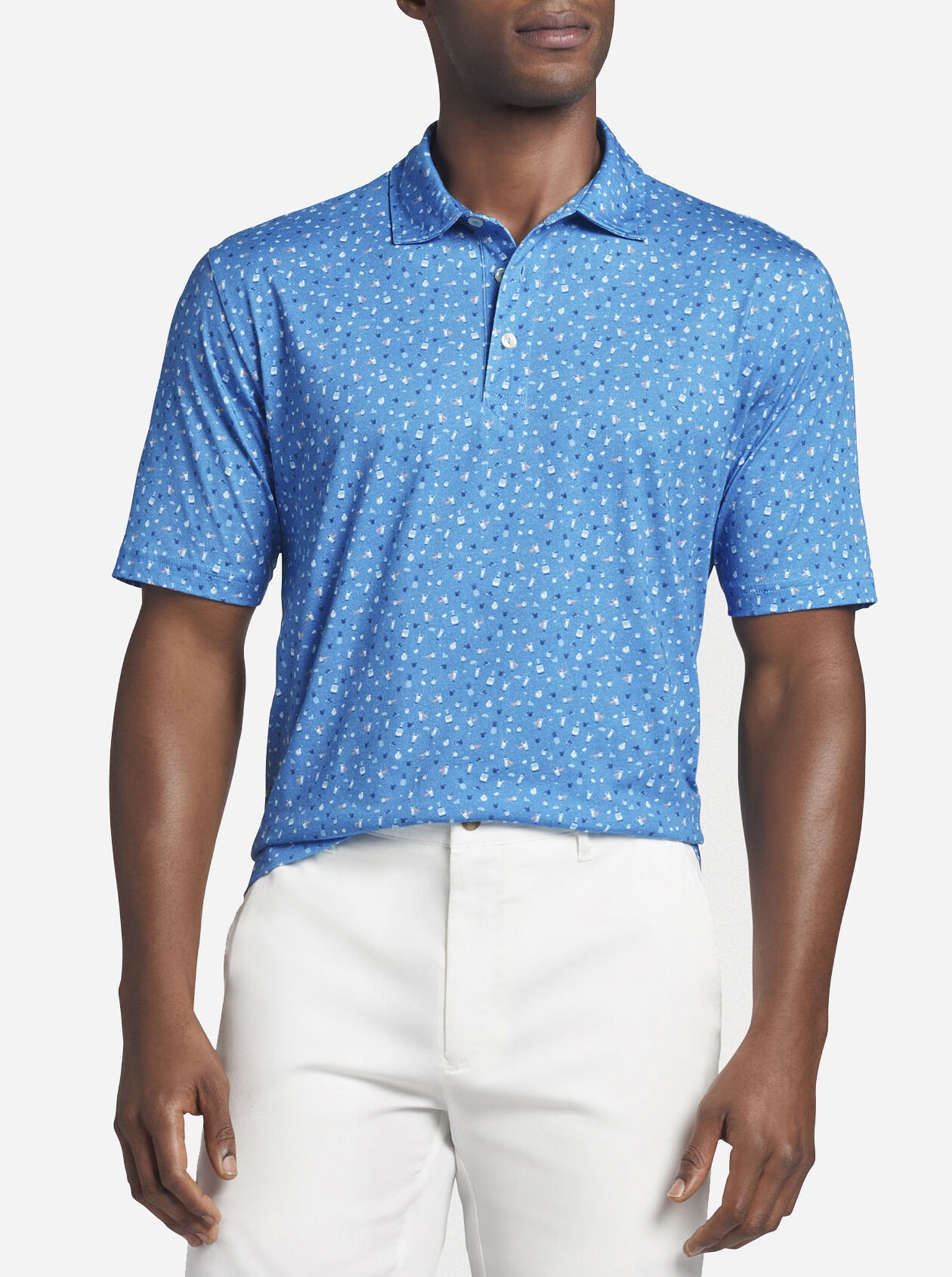 Peter Millar Seaside Men's Shrimp Cocktail Aqua Cotton Polo - Saint Bernard