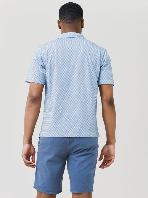 Peter Millar Seaside Men's Tropical Geo Aqua Cotton Polo