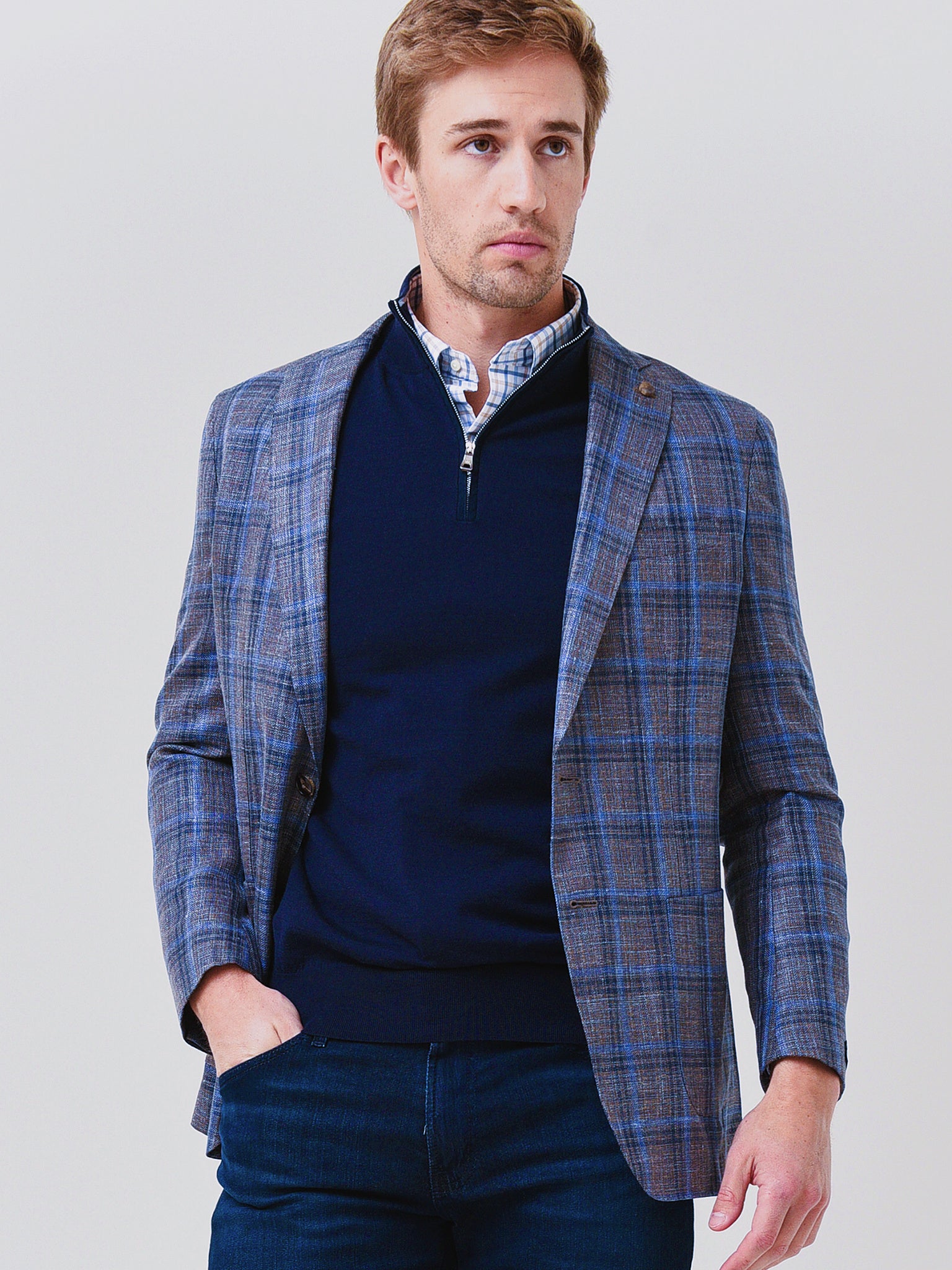 Peter Millar Collection Men's Cove Windowpane Soft Jacket - Saint Bernard