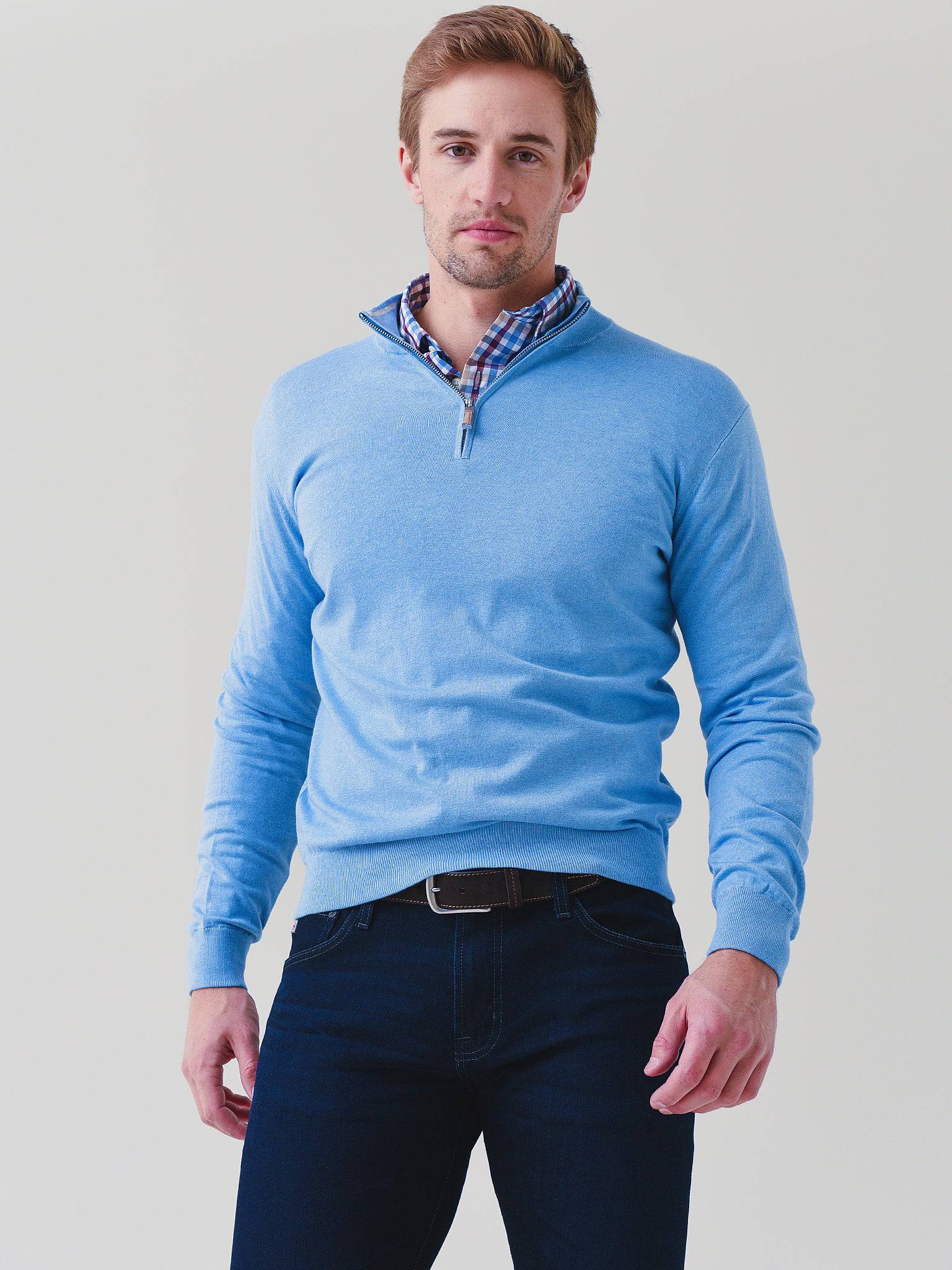 Peter Millar Crown Men's Crest Quarter-Zip Sweater - Saint Bernard