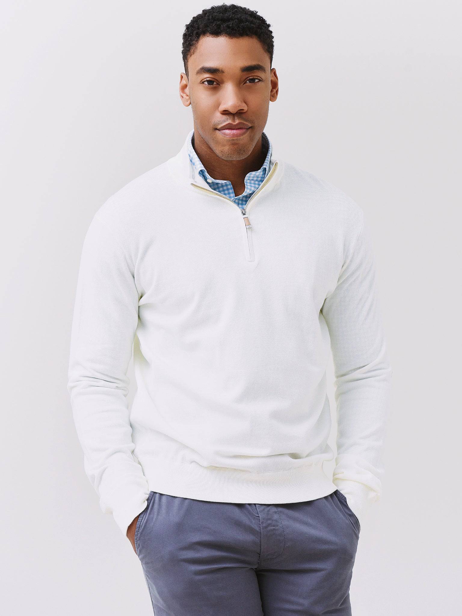 Peter Millar Crown Men's Crest Quarter-Zip Sweater - Saint Bernard