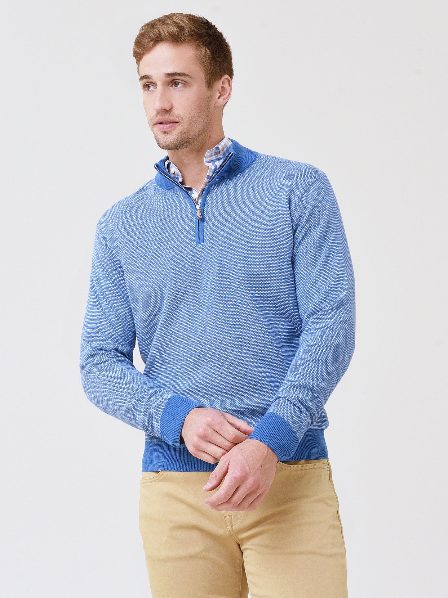 Peter Millar Crown Men's Byron Textured Quarter-Zip - Saint Bernard