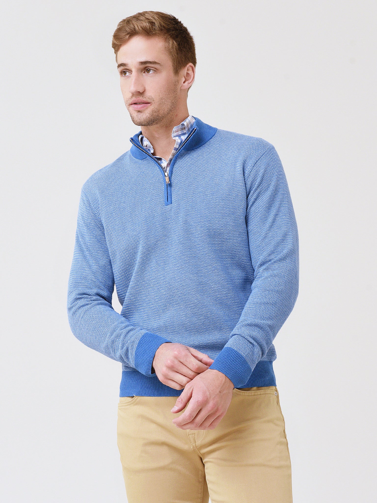 Peter Millar Crown Men's Byron Textured Quarter-Zip - Saint Bernard