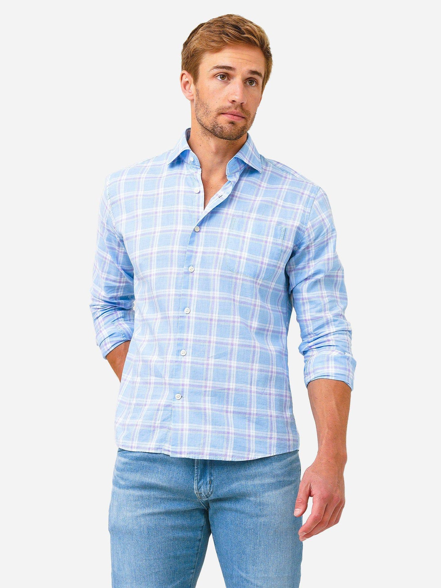 Peter Millar Crown Men's Kenton Summer Soft Cotton Sport Shirt - Saint Bernard