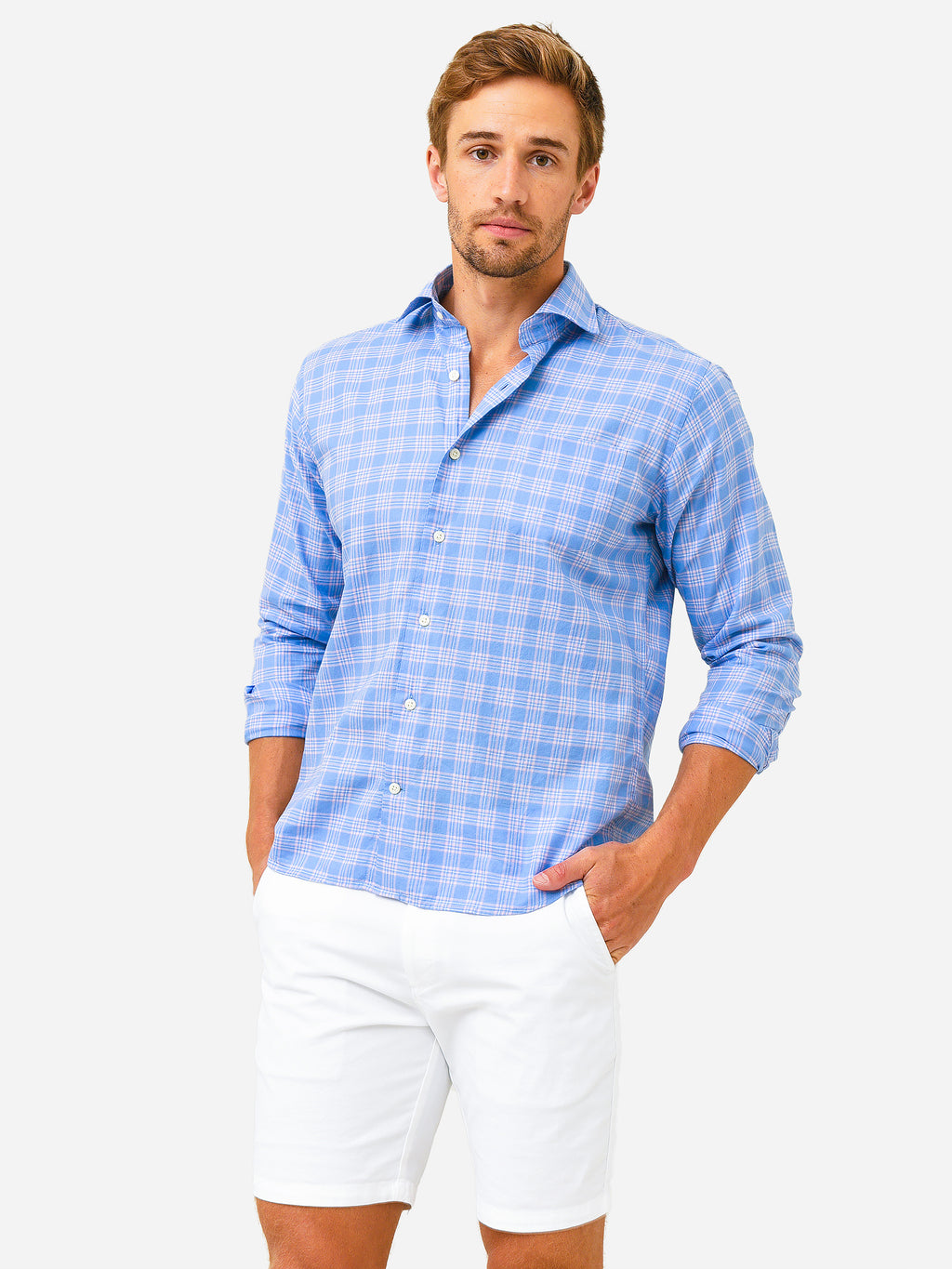 Peter Millar Crown Men's Clayton Summer Soft Cotton Sport Shirt - Saint Bernard