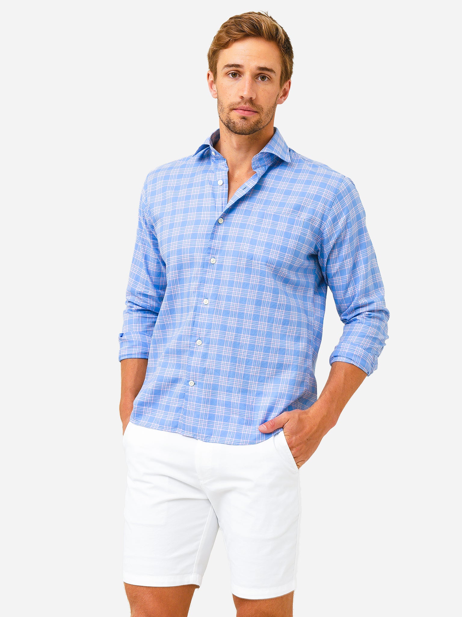 Peter Millar Crown Men's Clayton Summer Soft Cotton Sport Shirt - Saint Bernard