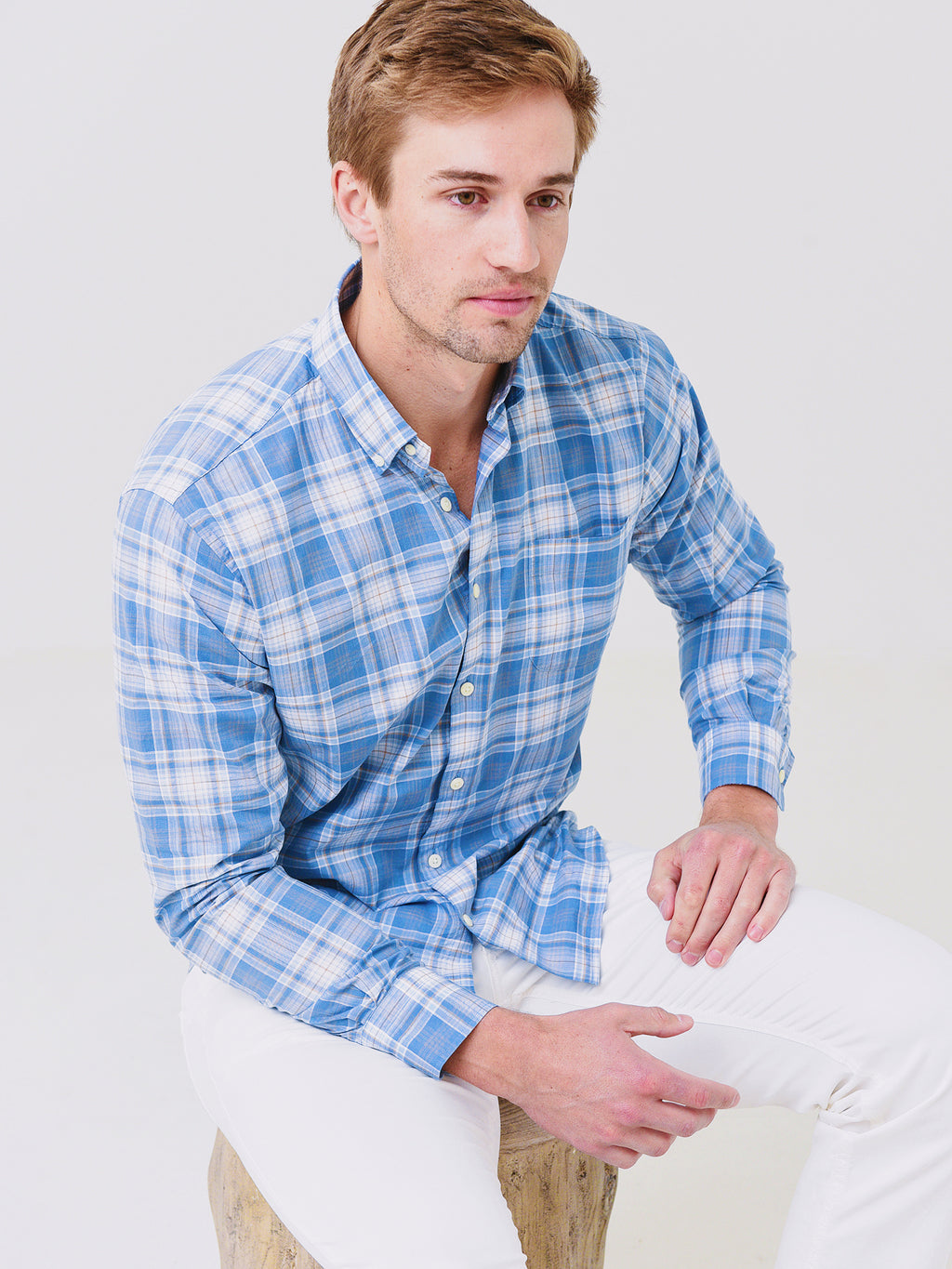 Peter Millar Crown Men's Seaport Crown Vintage Cotton-Stretch Sport Shirt - Saint Bernard