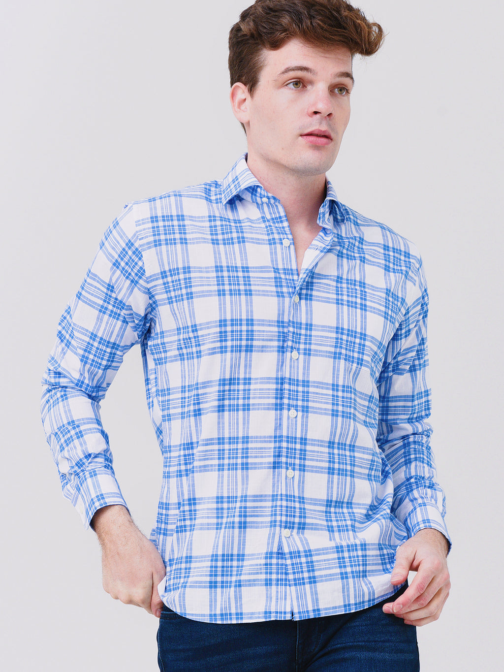 Peter Millar Crown Men's Clarke Crown Vintage Cotton-Stretch Sport Shirt - Saint Bernard