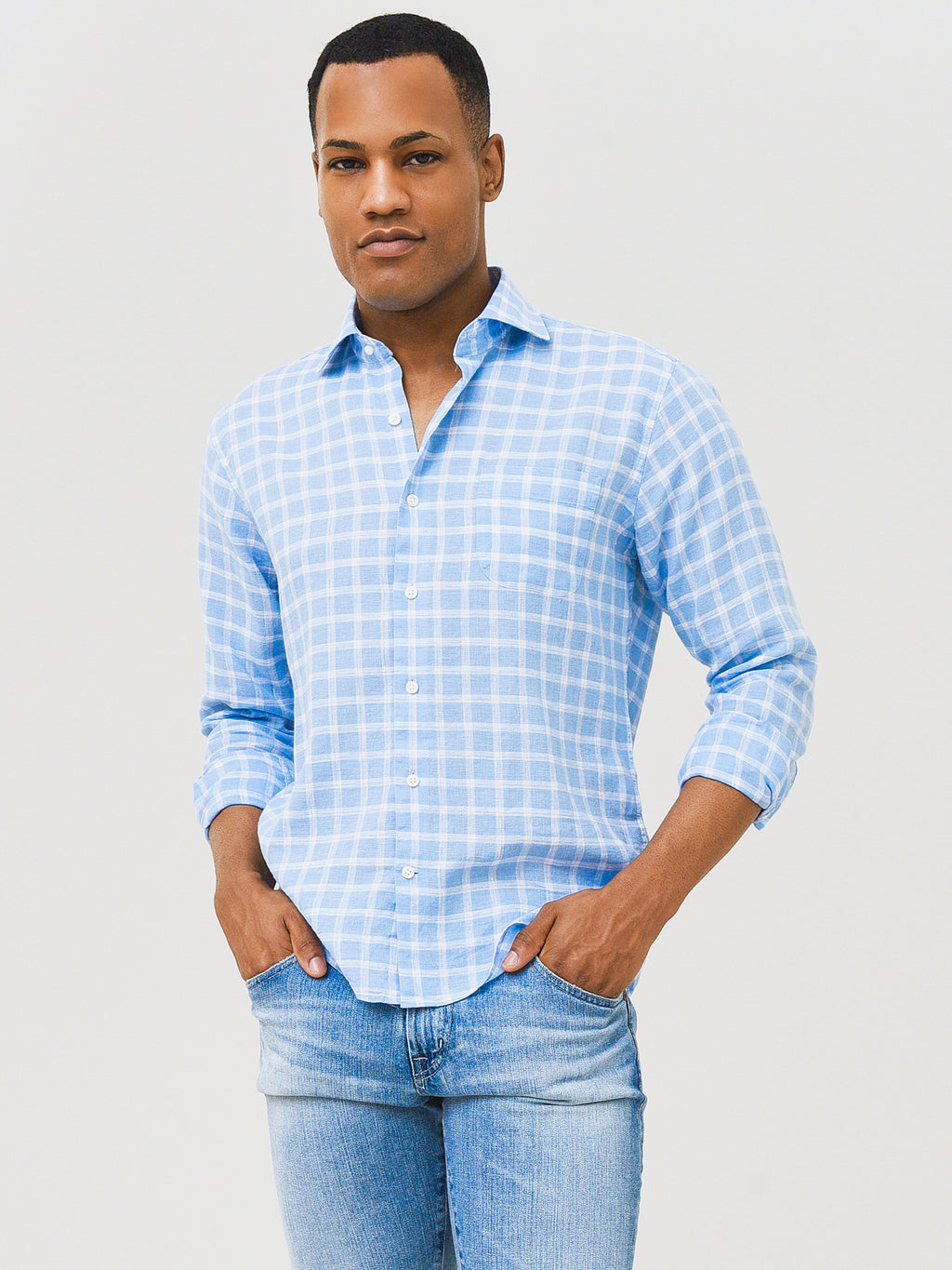 Peter Millar Crown Men's Franklin Crown Cool Linen-Blend Sport Shirt - Saint Bernard