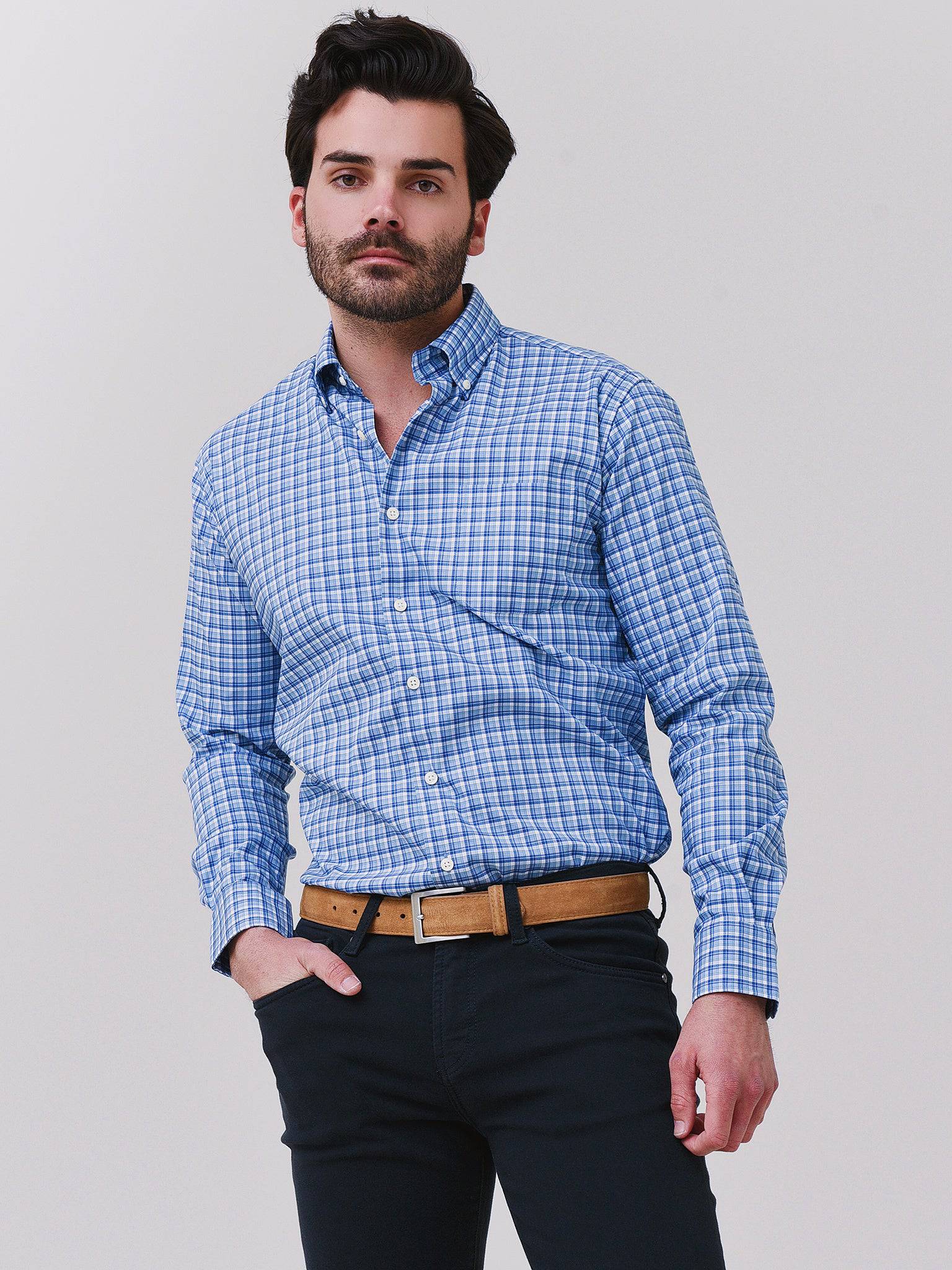 Peter Millar Crown Men's Wilson Crown Lite Cotton-Stretch Sport Shirt - Saint Bernard