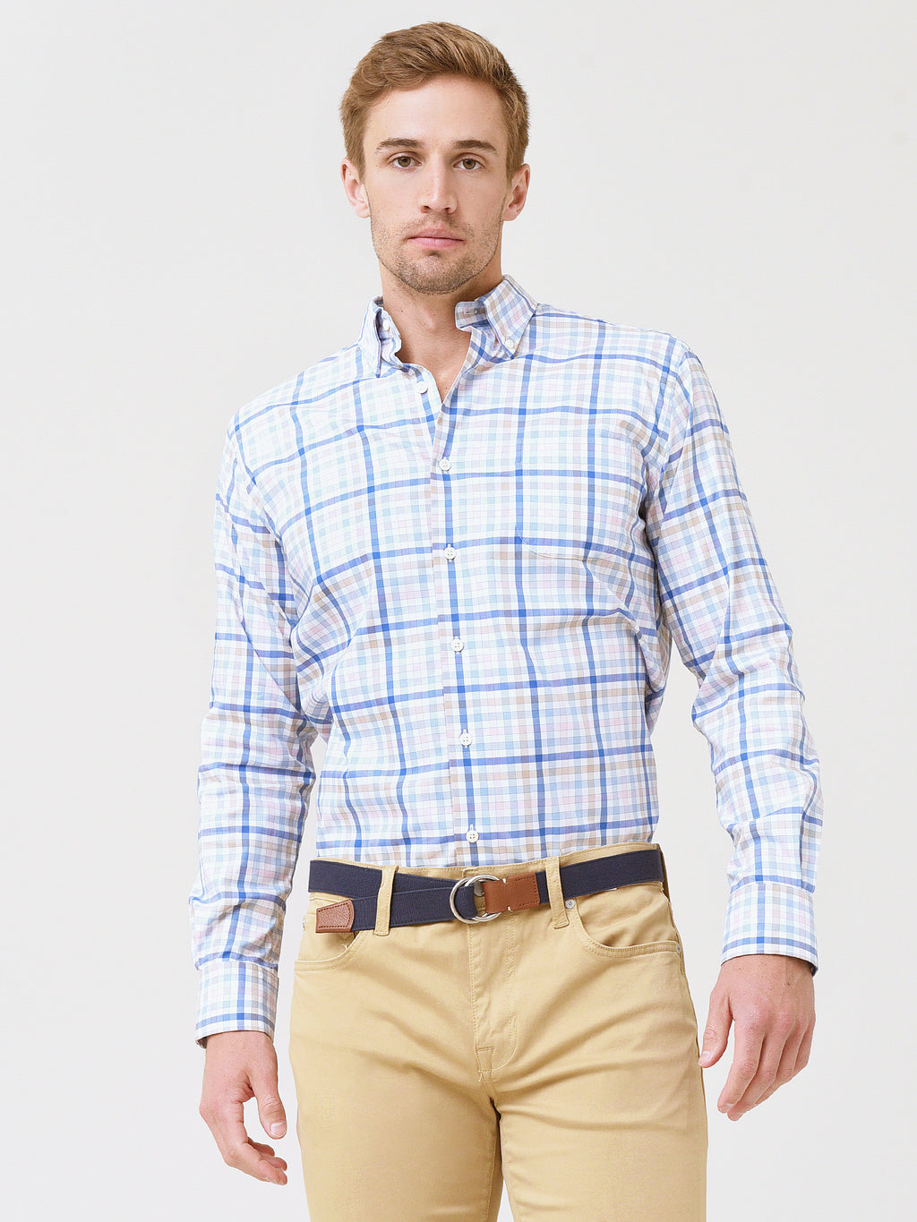 Peter Millar Crown Men's Watkins Crown Lite Cotton-Stretch Sport Shirt - Saint Bernard