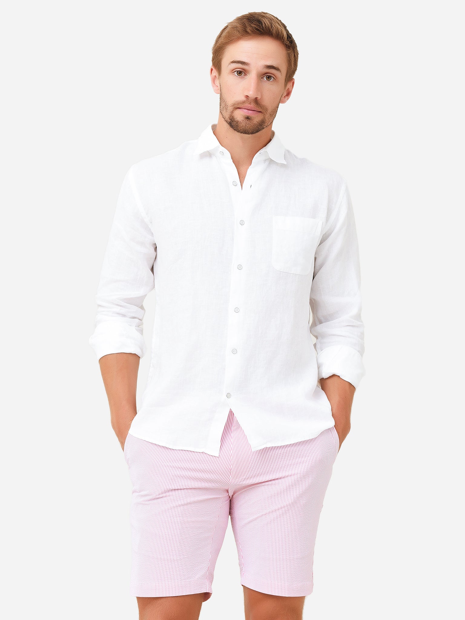 Peter Millar Seaside Men's Coastal Garment-Dyed Linen Sport Shirt