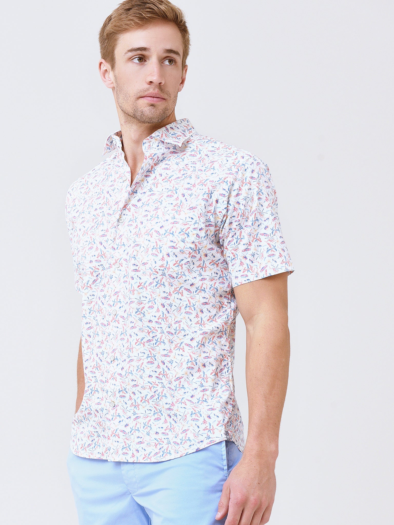 Peter Millar Seaside Men's Oahu Cotton-Stretch Sport Shirt - Saint Bernard