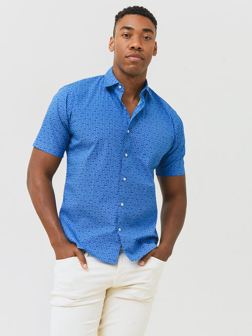 Peter Millar Seaside Men's Waves And Fins Cotton-Stretch Sport Shirt
