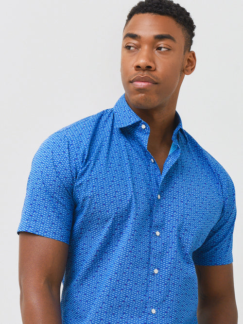 Peter Millar Seaside Men's Waves And Fins Cotton-Stretch Sport Shirt