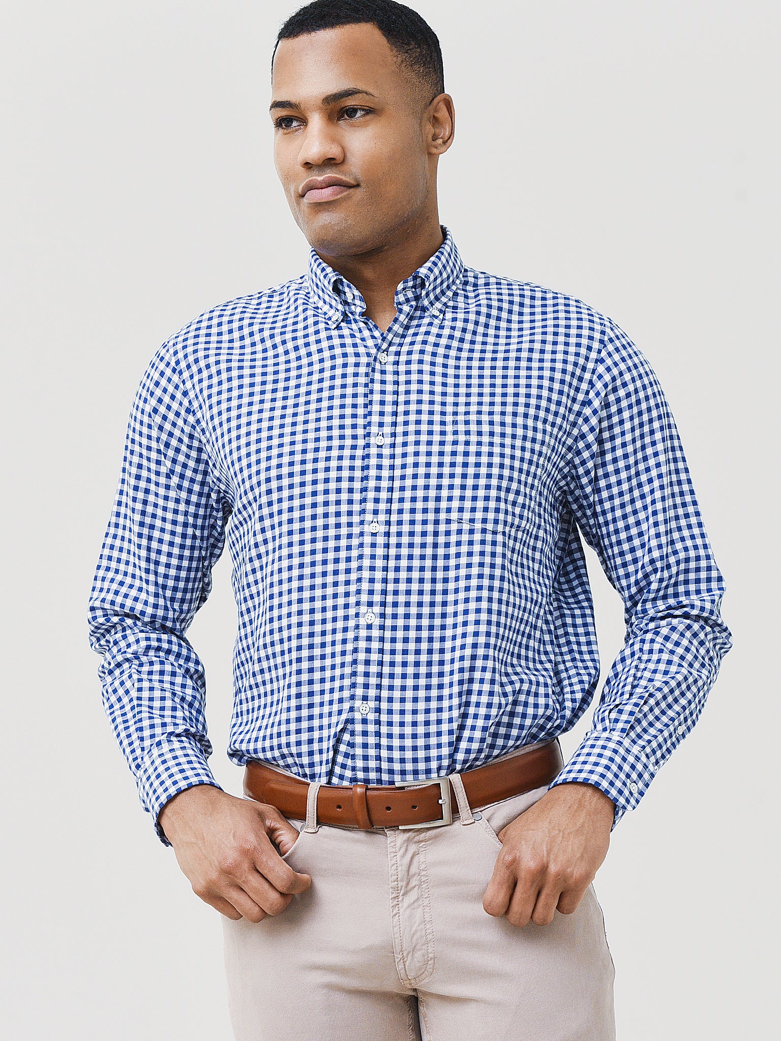Peter Millar Seaside Men's Ocean Gingham Sport Shirt - Saint Bernard