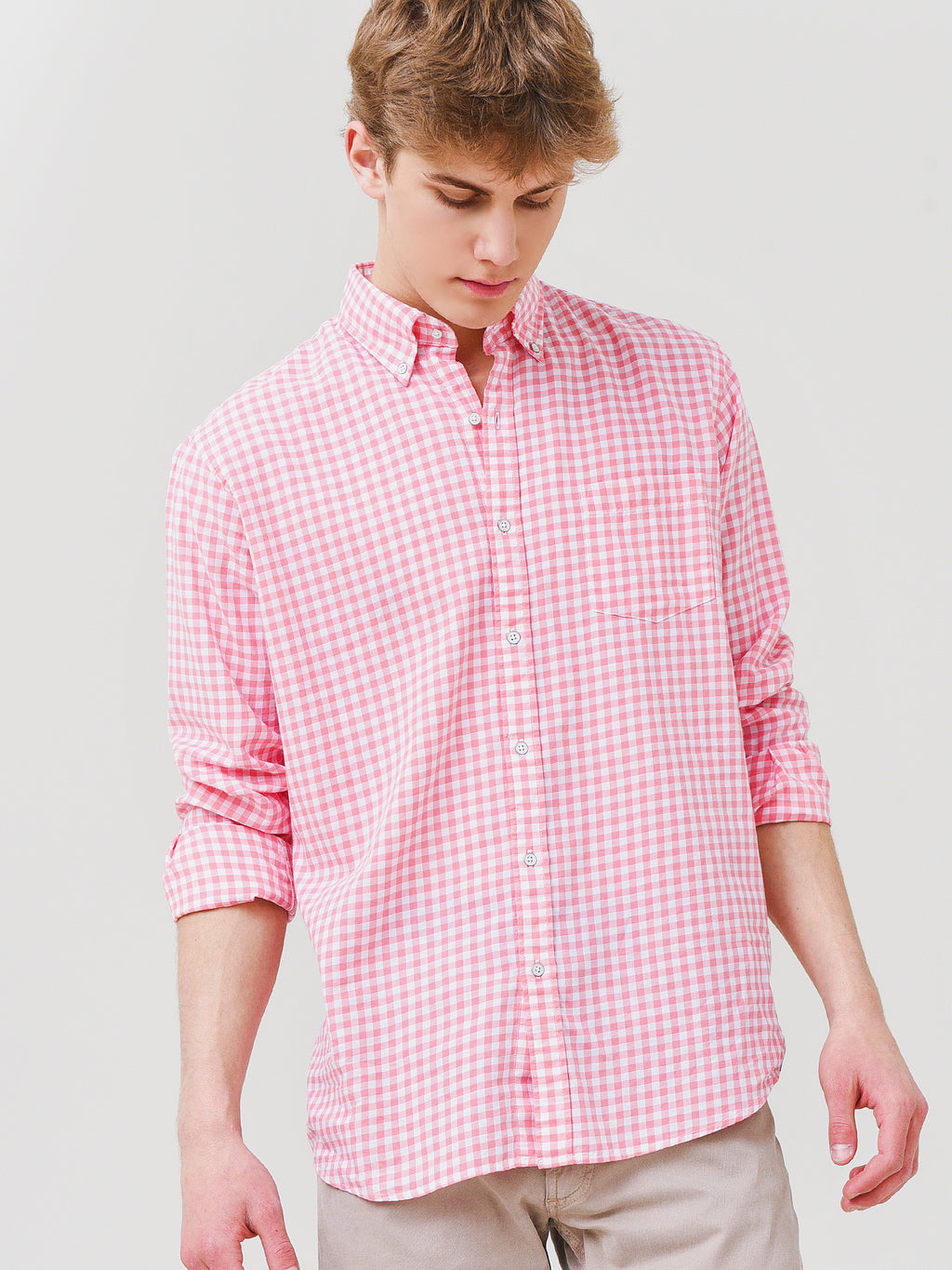 Peter Millar Seaside Men's Ocean Gingham Sport Shirt - Saint Bernard