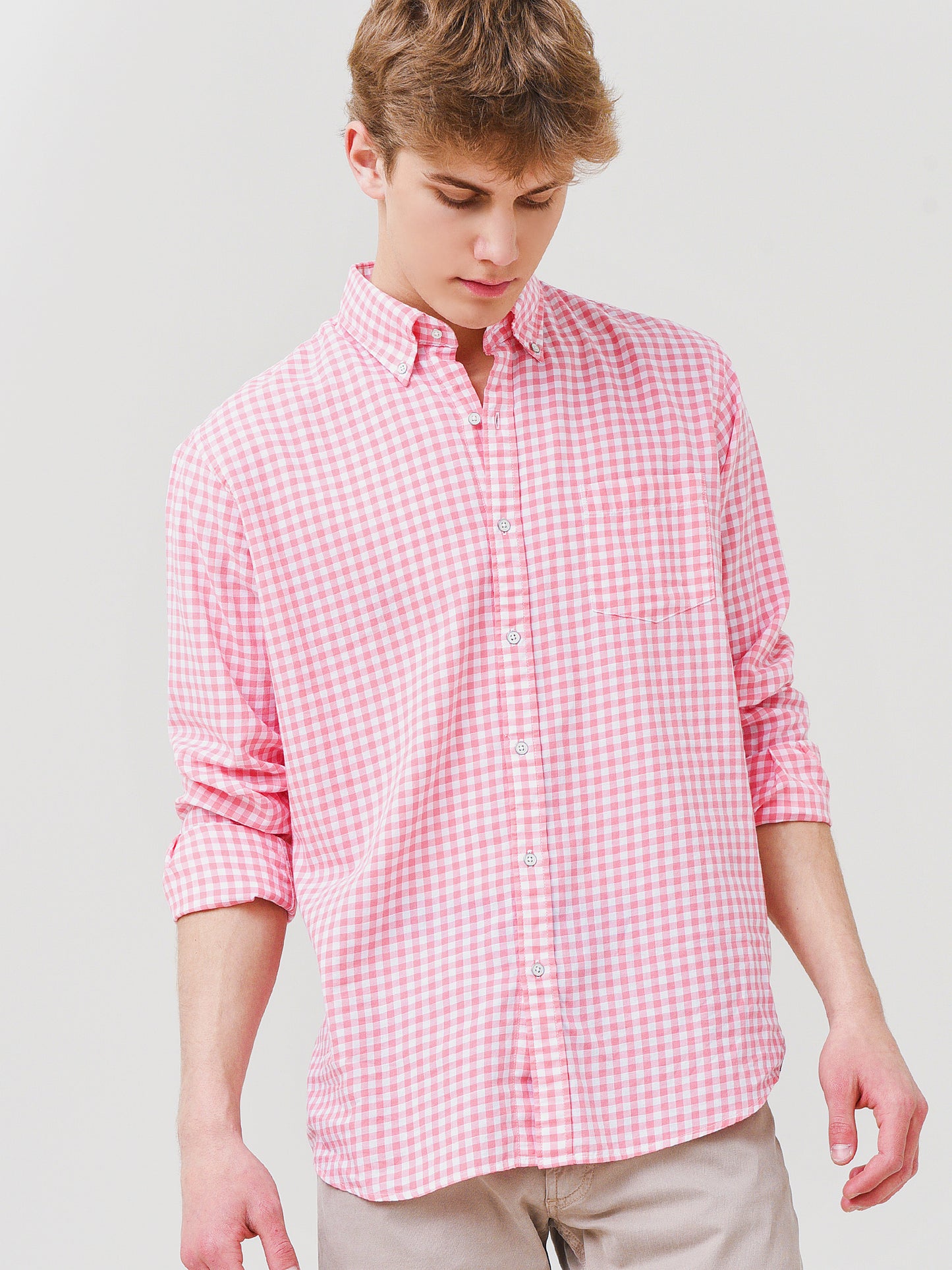 Peter Millar Seaside Men's Ocean Gingham Sport Shirt - Saint Bernard