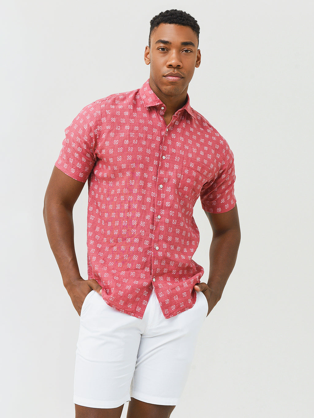 Peter Millar Seaside Men's Kiva Beach Linen Sport Shirt - Saint Bernard