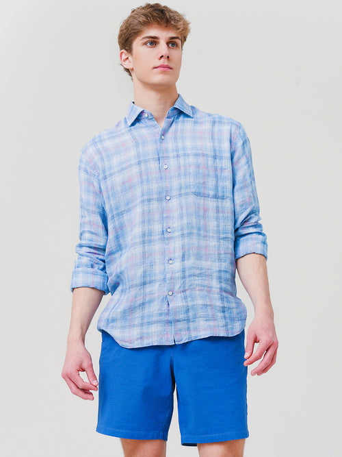 Peter Millar Seaside Men's Crystal Beach Linen Sport Shirt