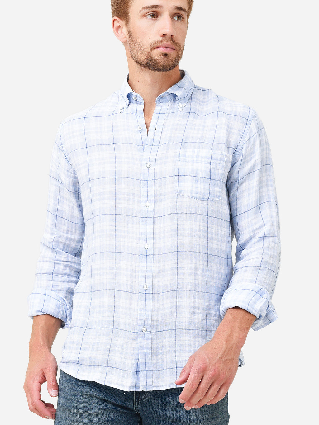 Peter Millar Seaside Men's Sandbar Linen Sport Shirt - Saint Bernard