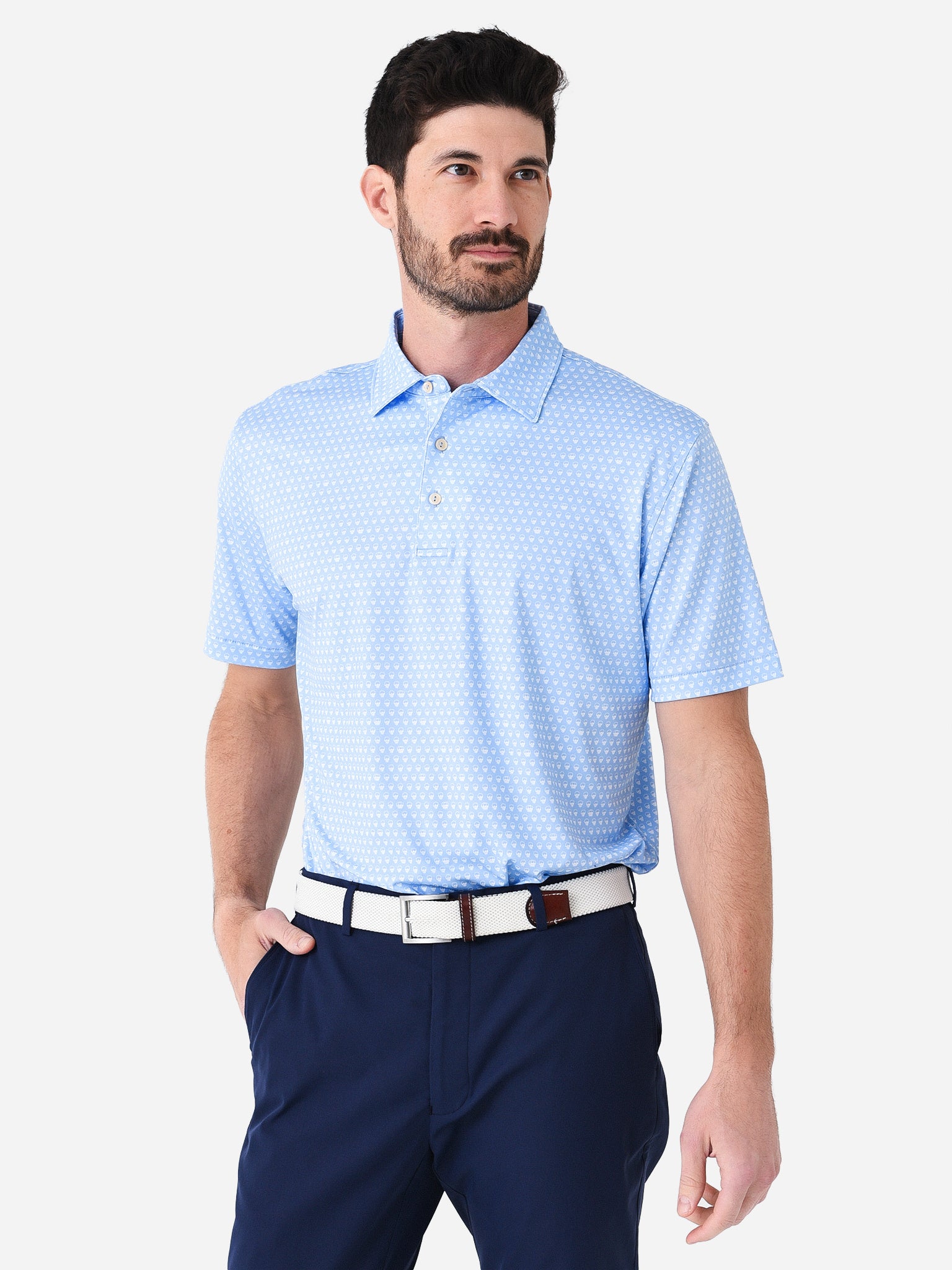 Peter Millar Crown Sport Men's Seeing Double Performance Jersey Polo - Saint Bernard