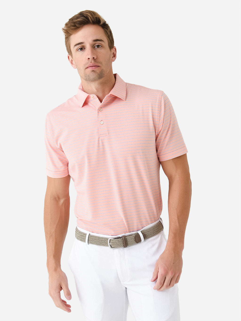 Peter Millar Crown Sport Men's Drum Performance Jersey Polo - Saint Bernard