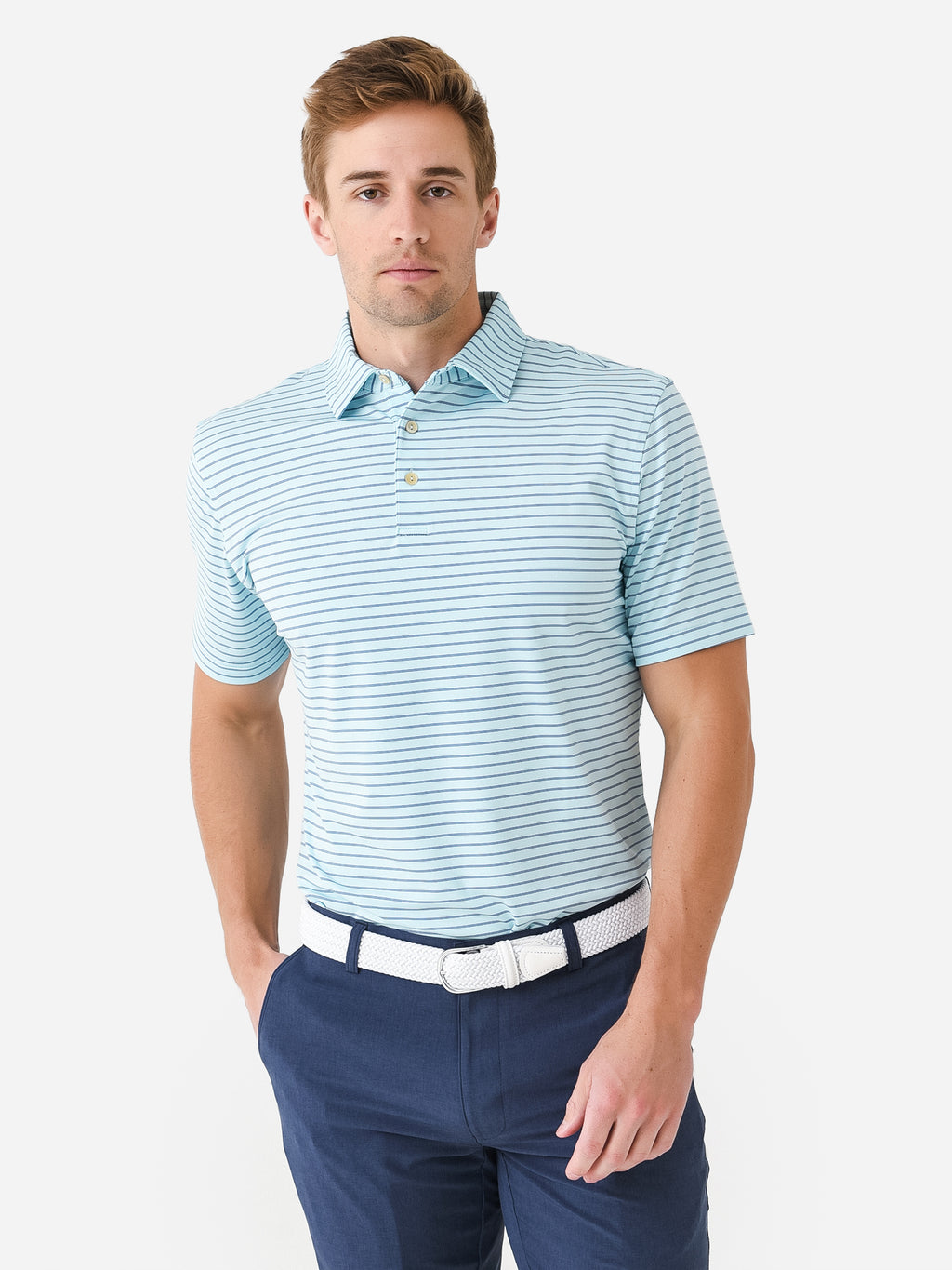 Peter Millar Crown Sport Men's Drum Performance Jersey Polo - Saint Bernard
