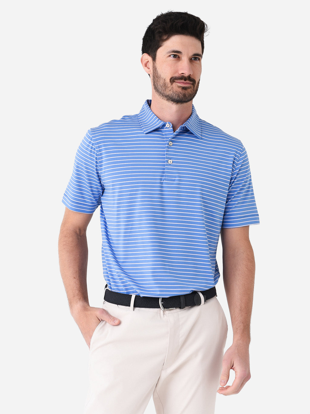 Peter Millar Crown Sport Men's Drum Performance Jersey Polo - Saint Bernard