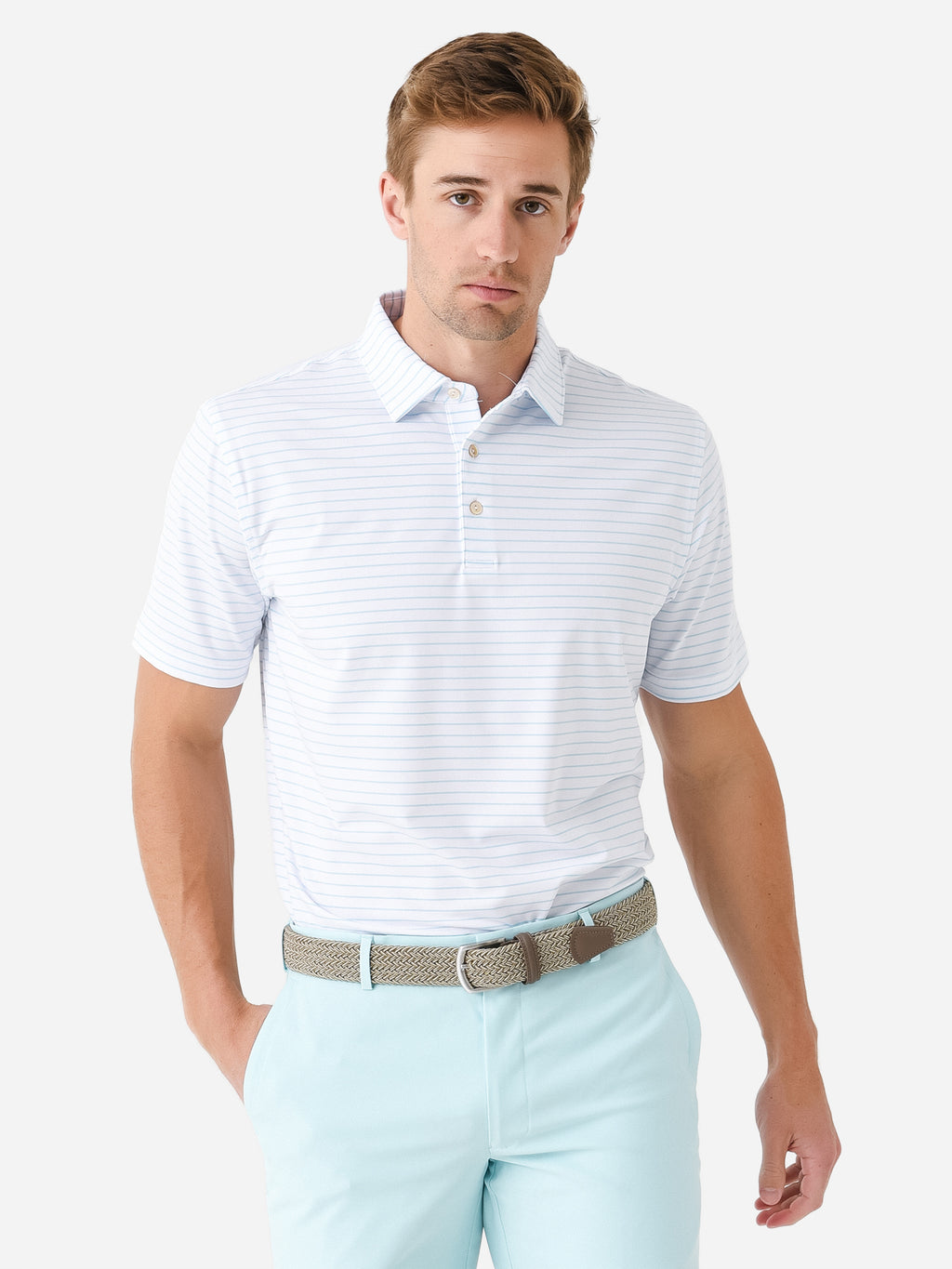 Peter Millar Crown Sport Men's Drum Performance Jersey Polo - Saint Bernard
