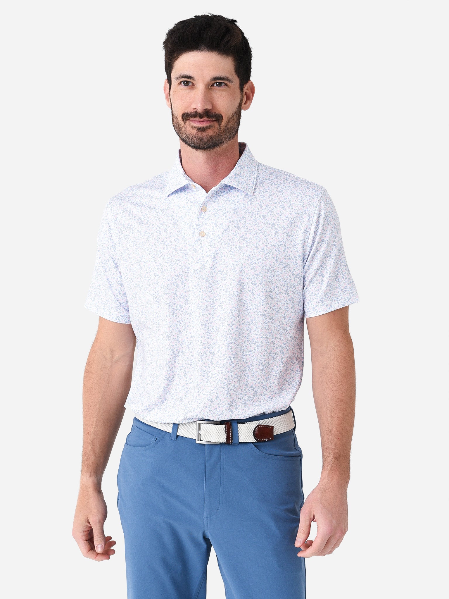 Peter Millar Crown Sport Men's Dazed And Transfused Performance Jersey Polo - Saint Bernard