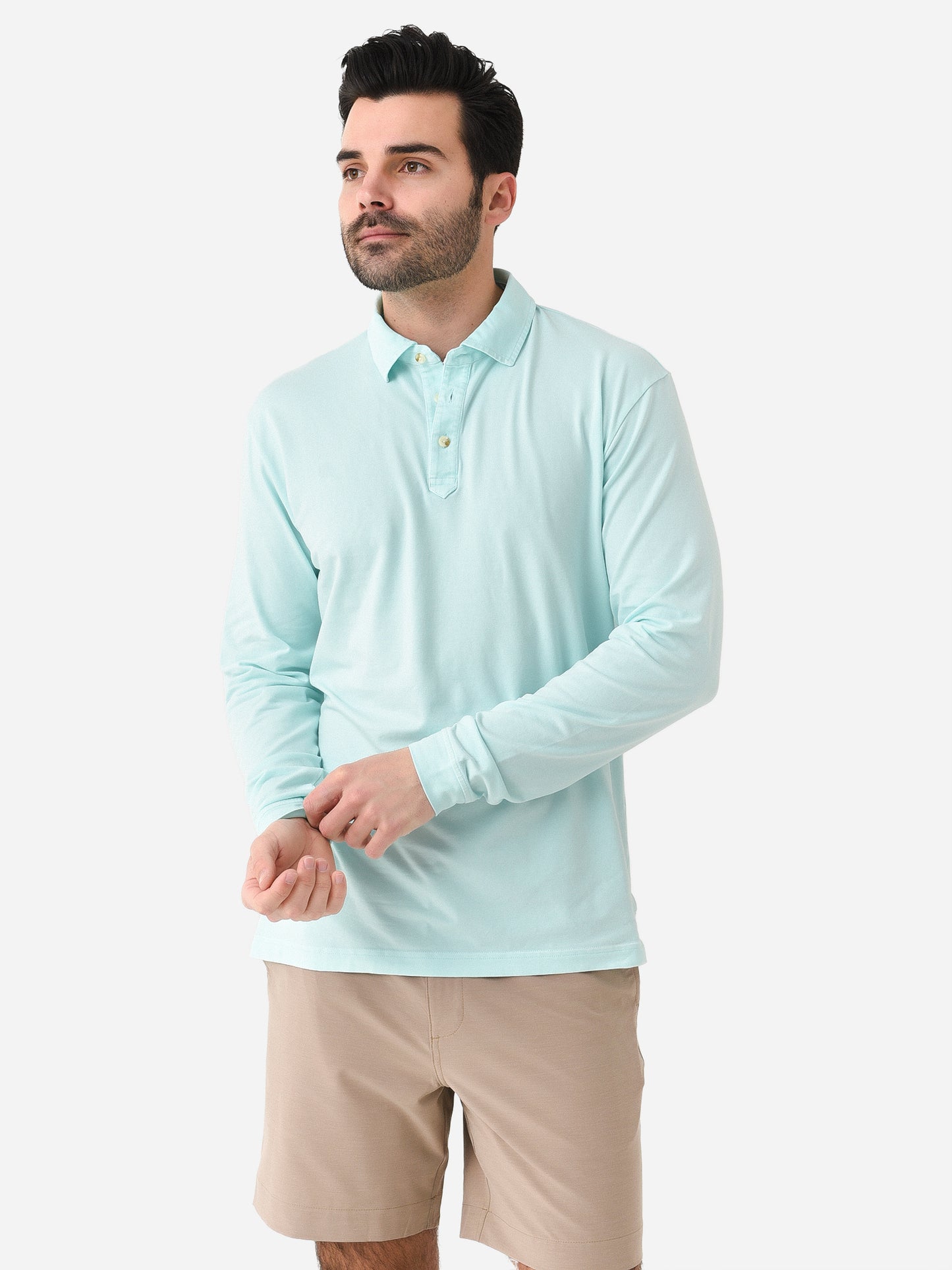 Peter Millar Crown Men's Lava Wash Jersey Long Sleeve Polo - Saint Bernard
