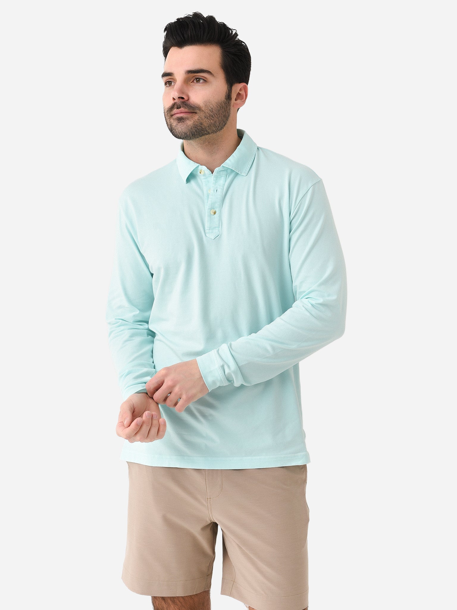 Peter Millar Crown Men's Lava Wash Jersey Long Sleeve Polo - Saint Bernard
