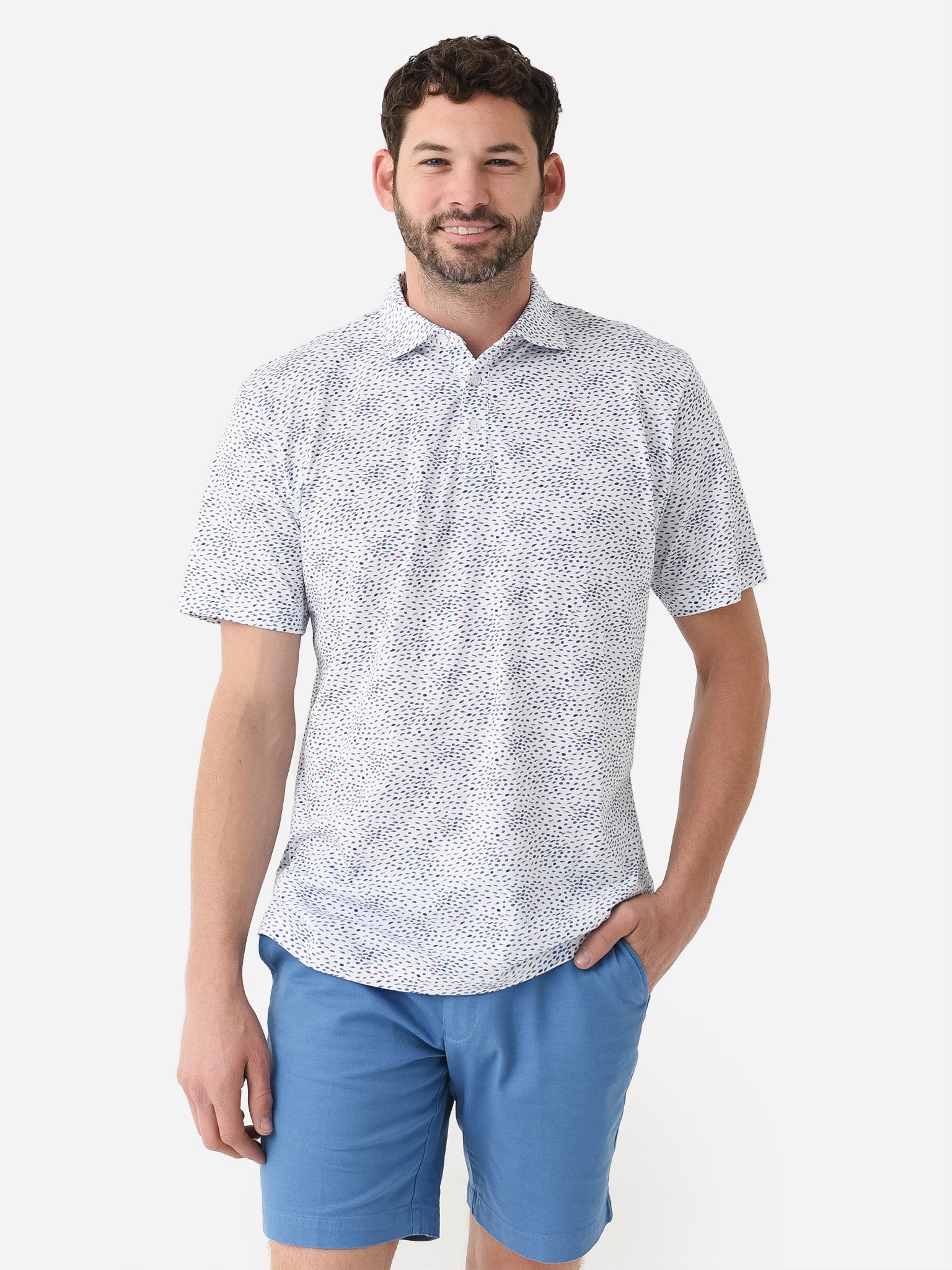Peter Millar Crown Men's Pilot Mill Ocean Traffic Printed Polo - Saint Bernard