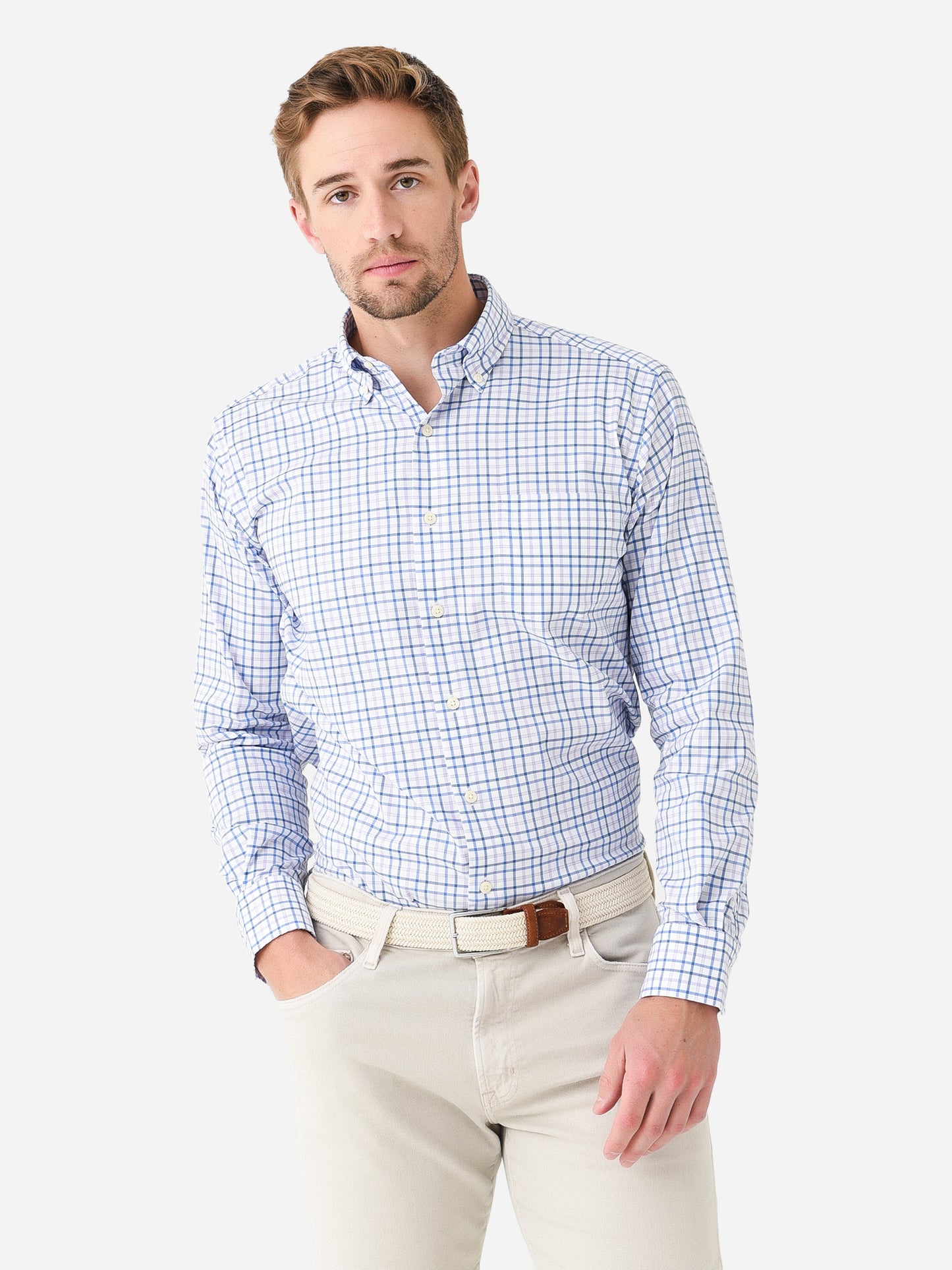 Peter Millar Crown Men's Noland Cotton-Stretch Sport Shirt - Saint Bernard