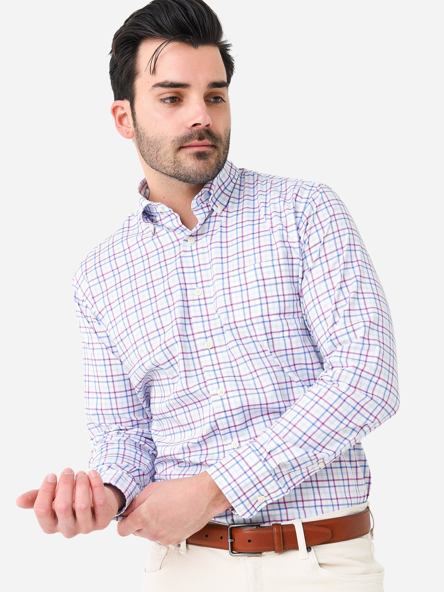 Peter Millar Crown Men's Noland Cotton-Stretch Sport Shirt - Saint Bernard