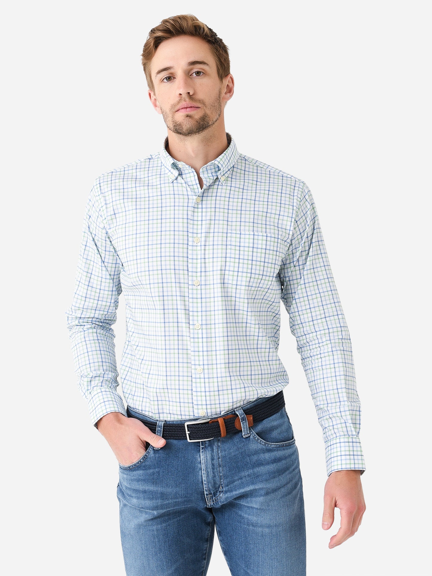 Peter Millar Crown Men's Noland Cotton-Stretch Sport Shirt - Saint Bernard