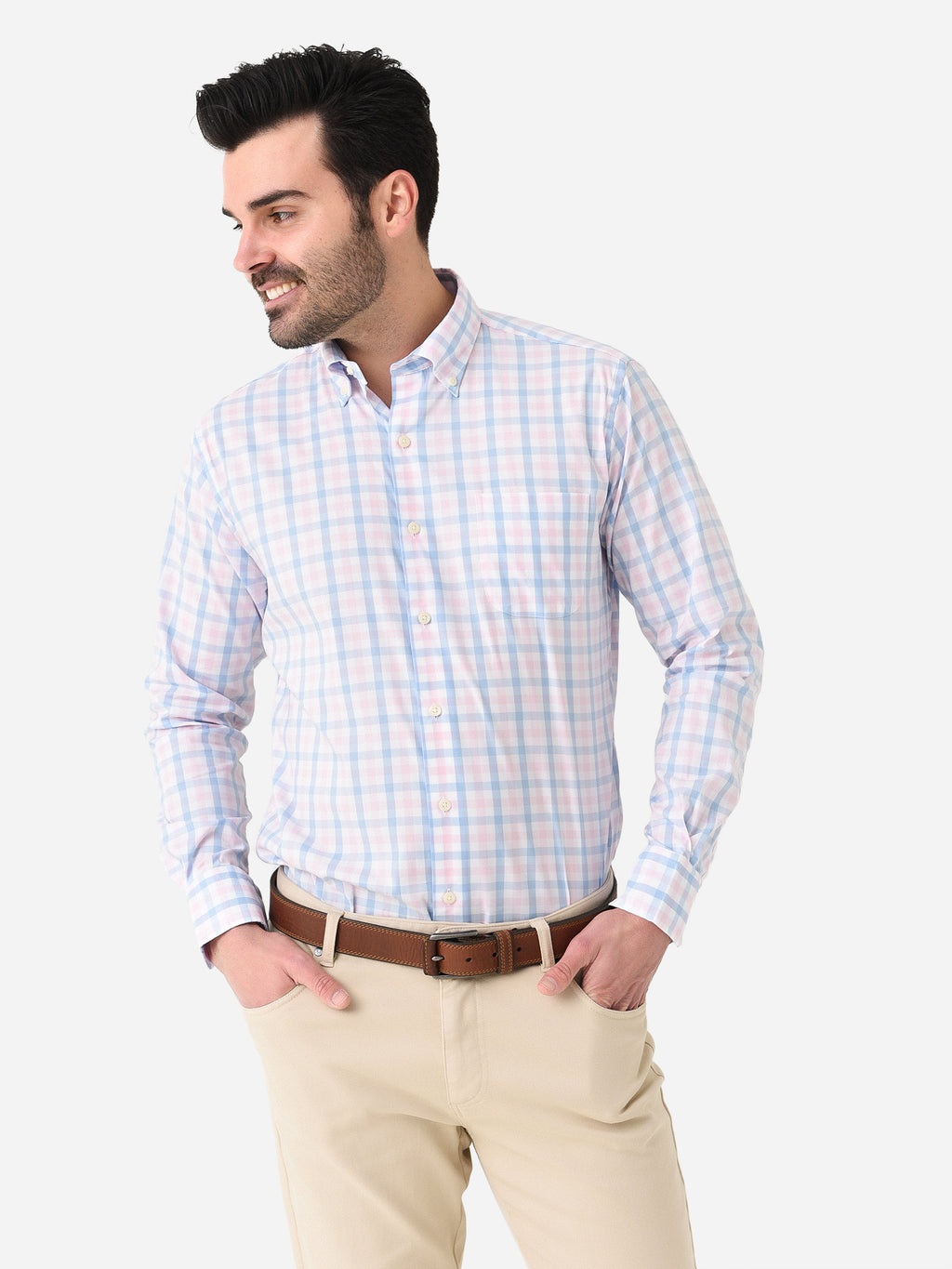 Peter Millar Crown Men's Mackinac Cotton-Stretch Sport Shirt - Saint Bernard