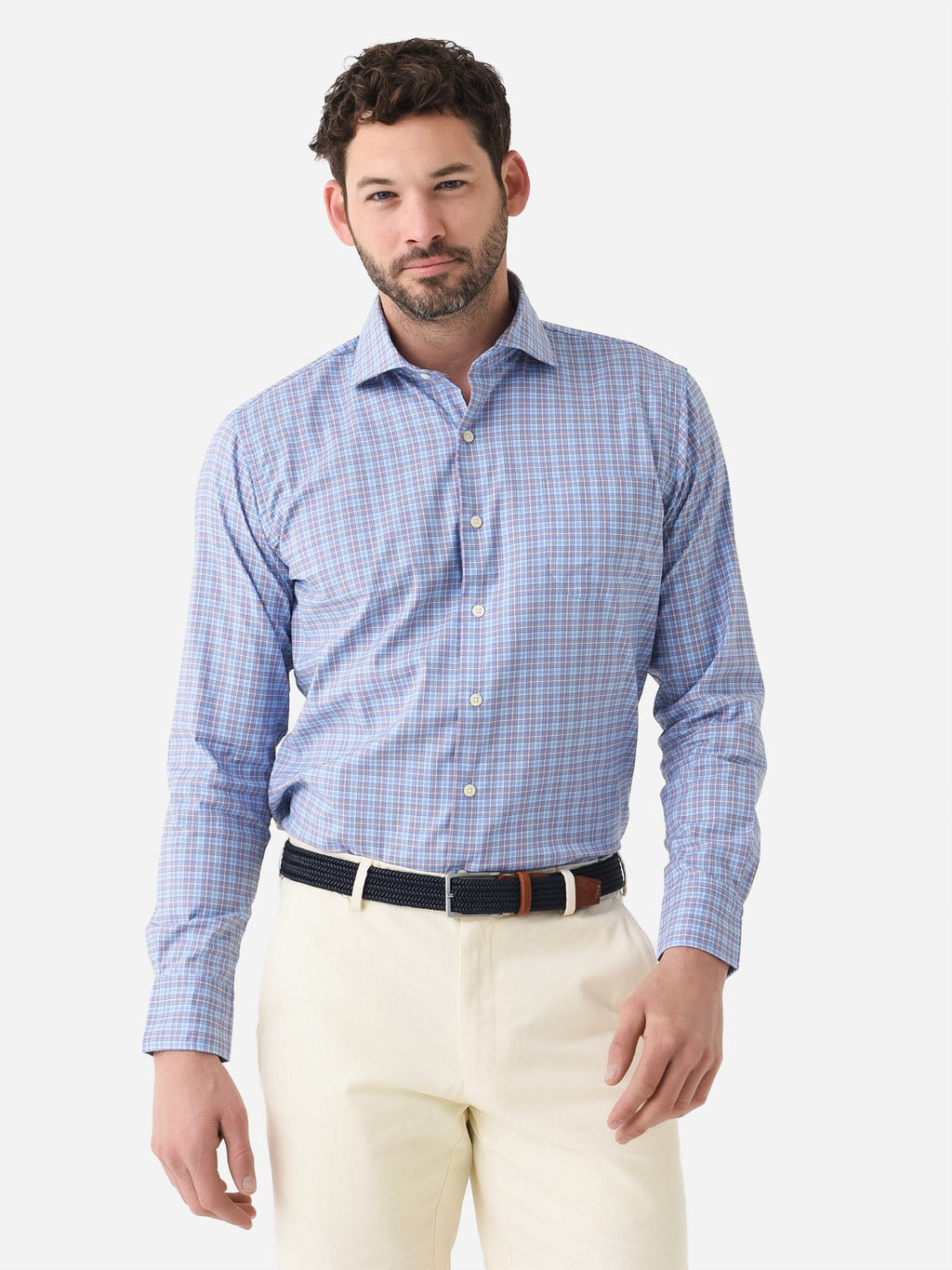 Peter Millar Crown Men's Upland Cotton-Stretch Sport Shirt - Saint Bernard