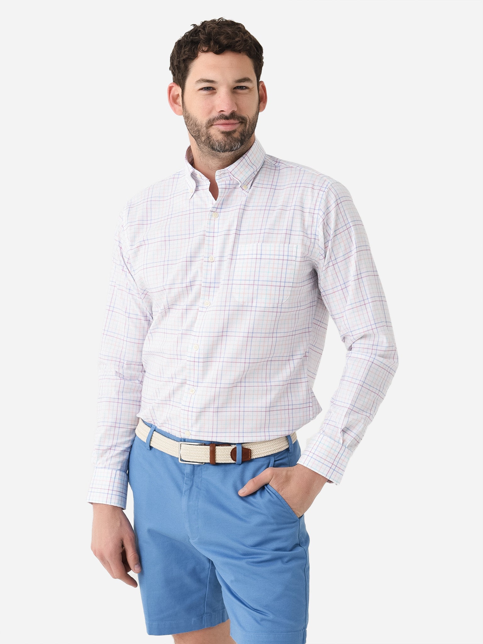 Peter Millar Crown Men's Rawls Cotton-Stretch Sport Shirt - Saint Bernard
