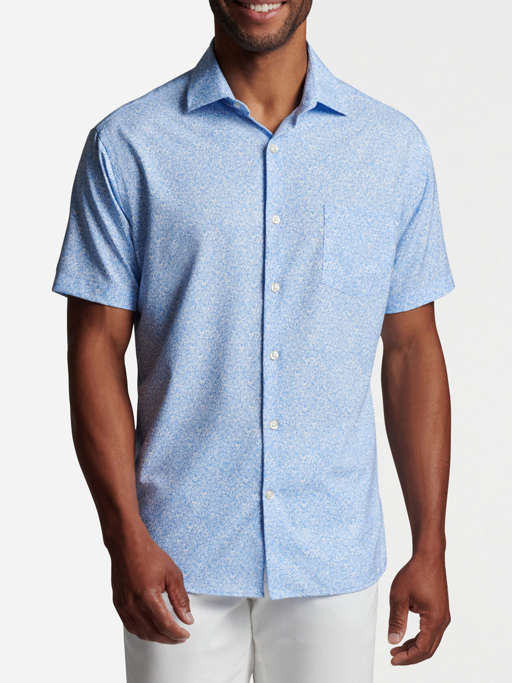 Peter Millar Crown Men's Tillis Performance Poplin Sport Shirt - Saint Bernard