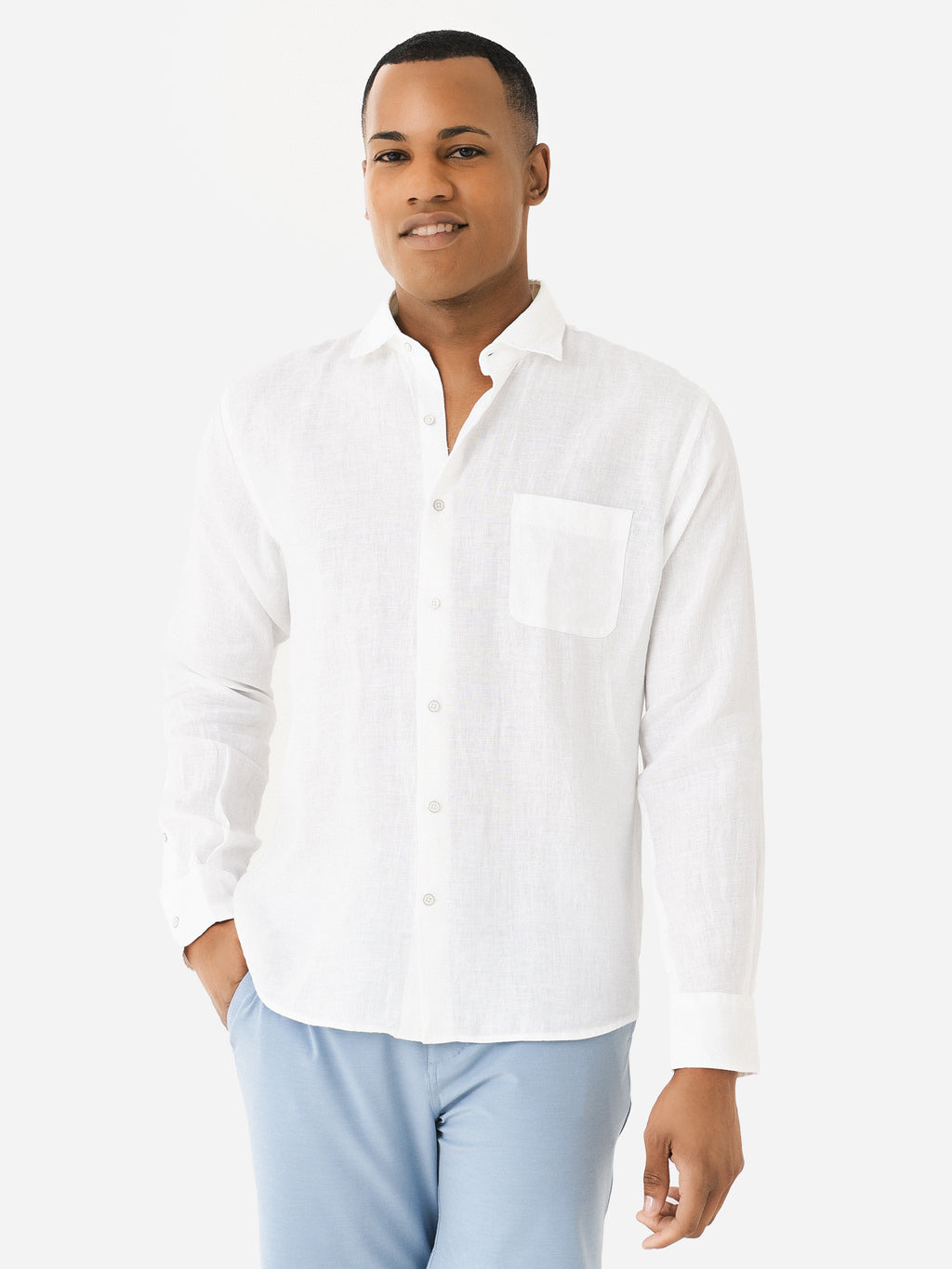 Peter Millar Crown Men's Coastal Garment Dyed Linen Sport Shirt - Saint Bernard
