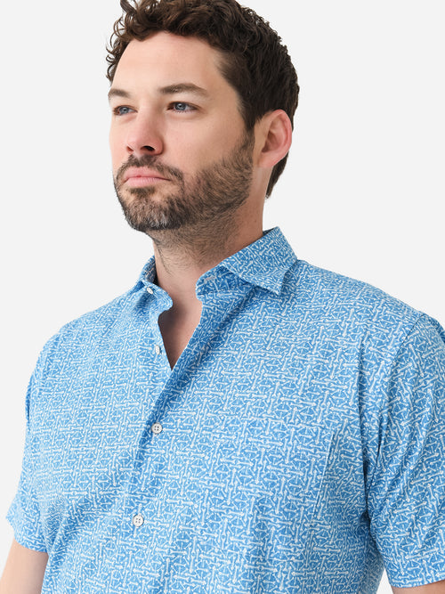 Peter Millar Crown Men's Fin Rays Cotton-Stretch Sport Shirt