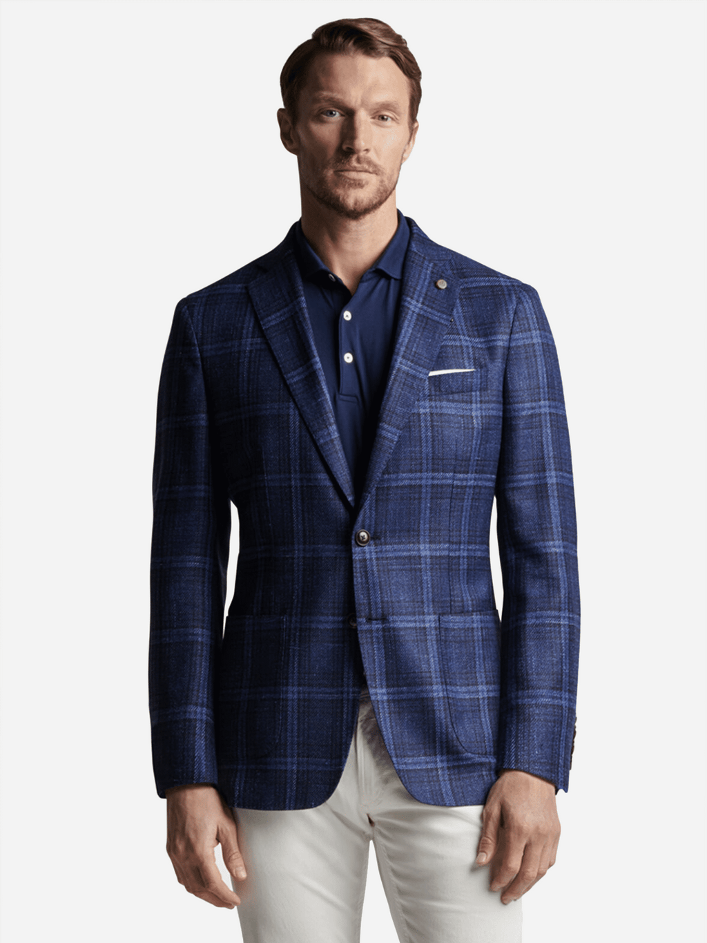 Peter Millar Crown Crafted Men's Nags Plaid Soft Jacket - Saint Bernard
