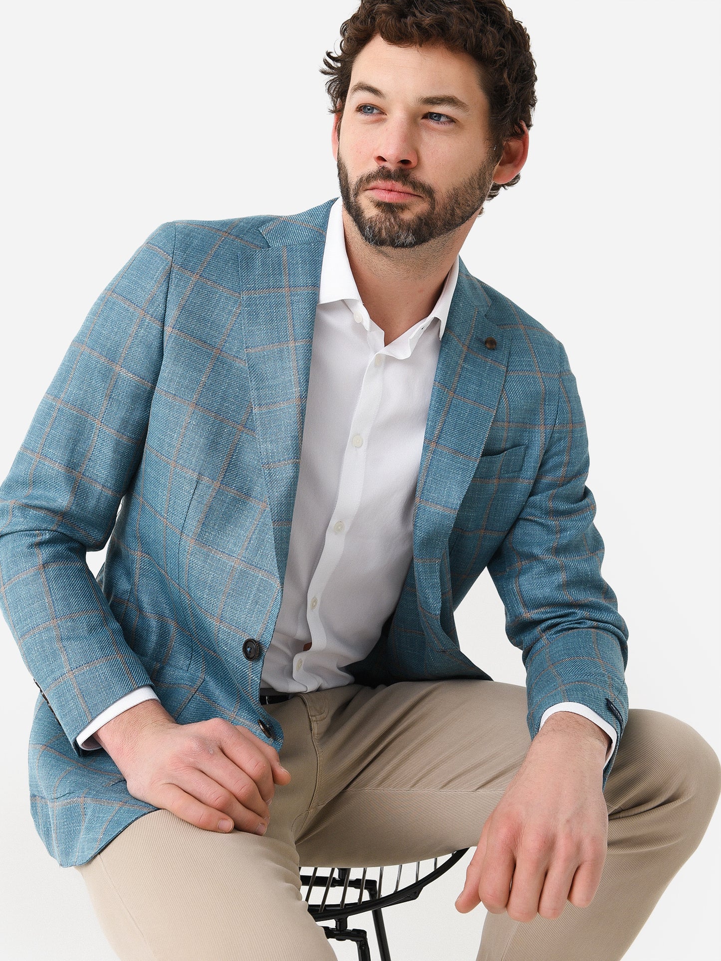 Peter Millar Crown Crafted Men's Bern Windowpane Soft Jacket - Saint Bernard