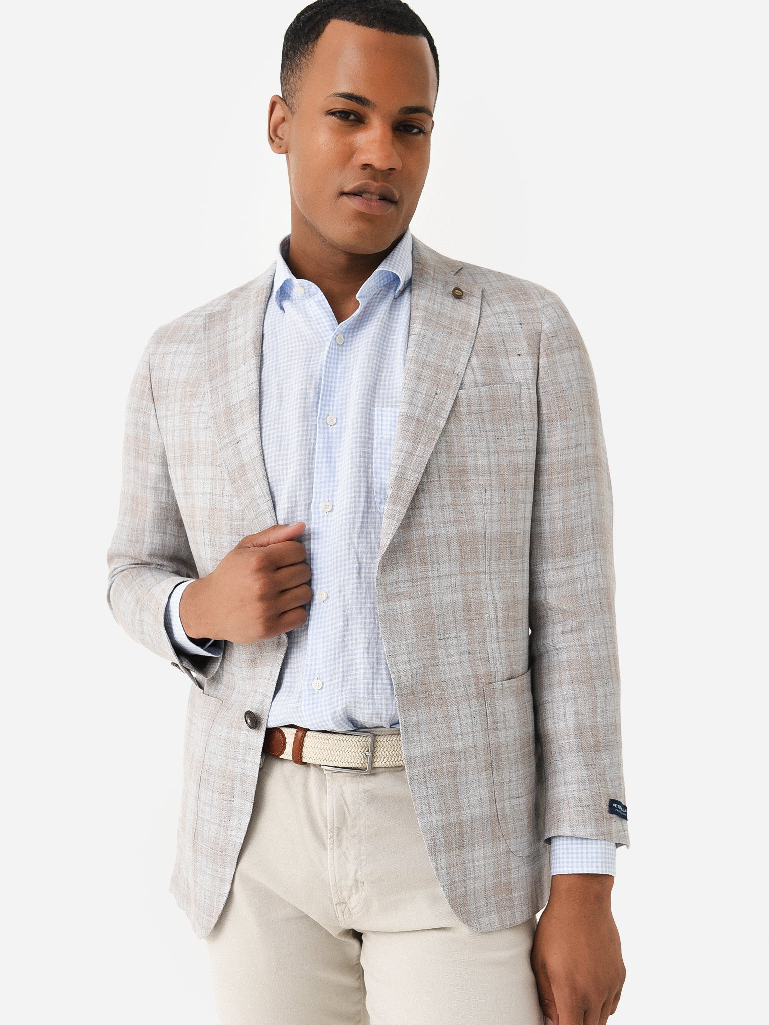 Peter Millar Crown Crafted Men's Bay Plaid Soft Jacket - Saint Bernard