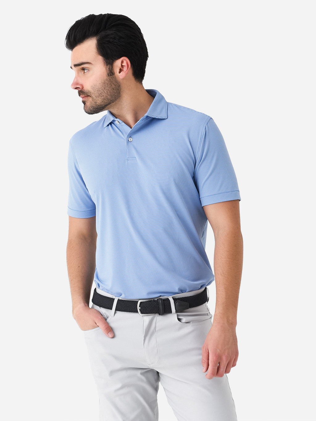 Peter Millar Crown Crafted Men's Indigo Performance Jersey Polo - Saint Bernard