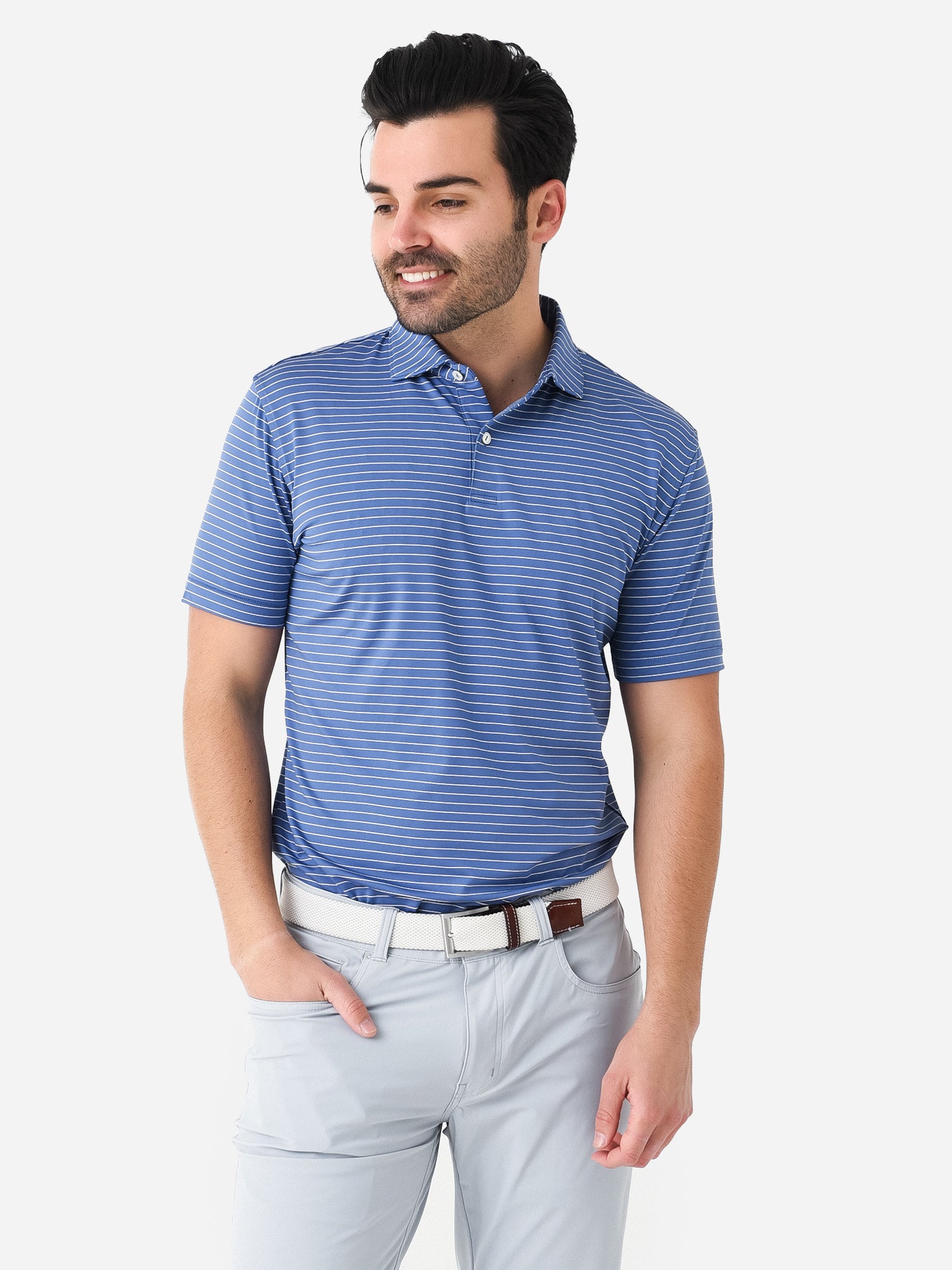 Peter Millar Crown Crafted Men's Duet Performance Jersey Polo - Saint Bernard